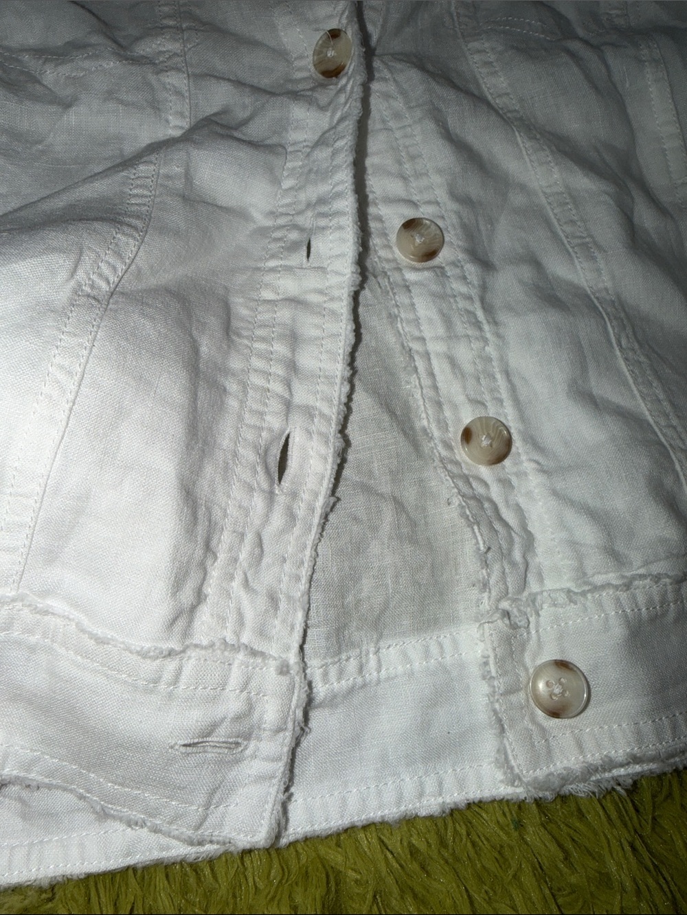 NWT $100 100% linen Charter Club White Frayed-Trim Jacket - Picture 6 of 10